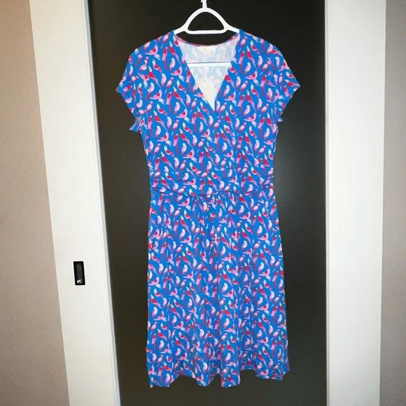 Boden Blue Floral Bird Print Dress - Picture 4 of 7